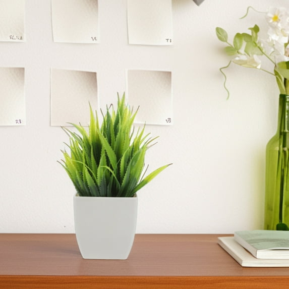 WEUVEB Faux Aloe Bonsai Green PP Realistic Indoor Decor Low Maintenance 3Pcs