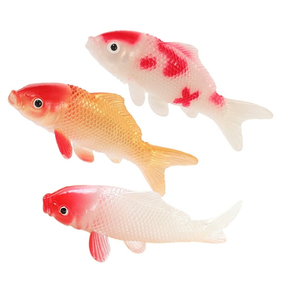 WEUVEB 3Pcs Realistic Plastic Goldfish Model Floating Fish Tank Ornaments for Aquarium Decor