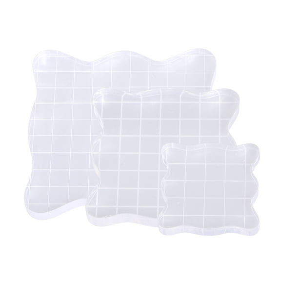 WEUVEB 3Pcs Clear Acrylic Stamping Block Set with Rounded Corners for Comfortable Grip