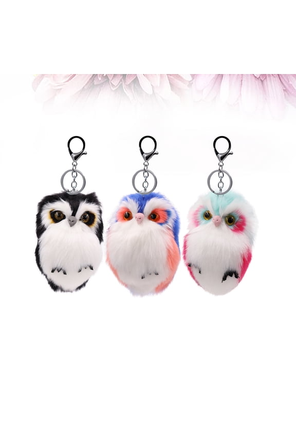 3Pcs Cute Owl Keychain Plush Bag Keychain Fashion Decoration for Women