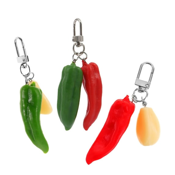 WEUVEB 3Pcs Garlic Pendant Keychain Vegetable Keychain Pendant Fade-Resistant Color Bag Pendant For Home Decor