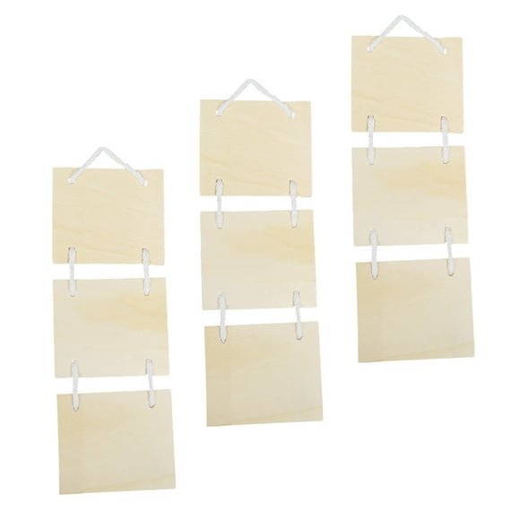 WEUVEB Blank Plaque Wood Sign Hanging Plaque Light Yellow 3Pcs