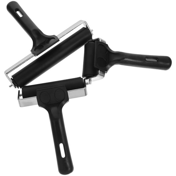WEUVEB 3Pcs Ink Hand Roller Black Steel Printmaking Tools for Art Crafts Making