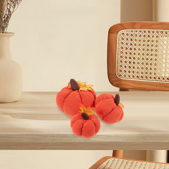 WEUVEB 3Pcs Red Artificial Pumpkin Decor for Home Thanksgiving Harvest Tabletop Decorations