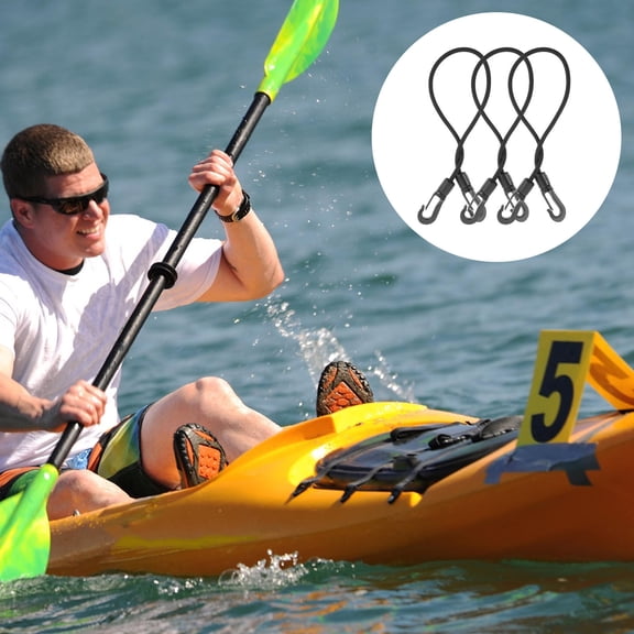 WEUVEB Heavy Duty Hook Line Rubber Bungee Dock Line for Boats and Yachts Black 3Pcs