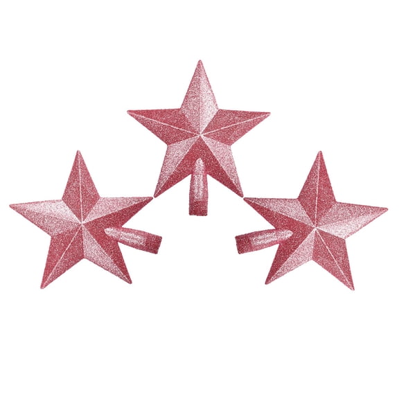 WEUVEB 3Pcs Tree Topping Star Ornament Pink Plastic for Christmas Family Gatherings