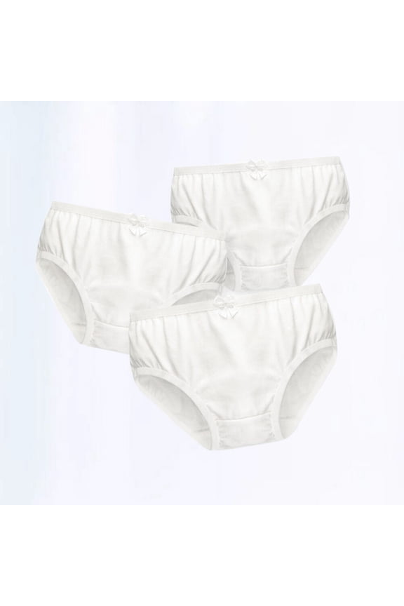3Pcs White Ballet Briefs Cotton Underwear Elastic Waist Breathable for Gymnastics