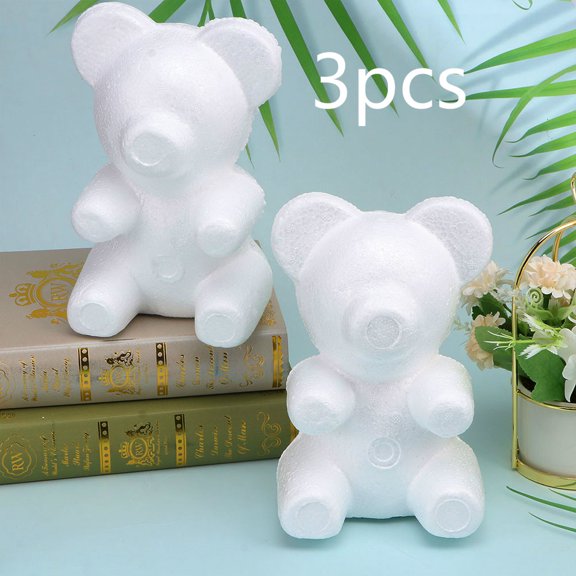 WEUVEB 3Pcs White Durable Bear Shape Foam Mould for DIY Desktop Decor and Craft Embellishment