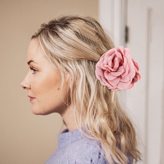 WEUVEB 3pcs Beach Claw Clips Rose Hair Claw Clips for Women Casual Outings Pink Plastic