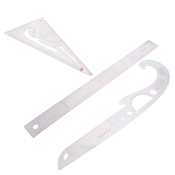 WEUVEB 3Pcs Transparent Plastic Sewing Ruler Set for Tailor Pattern Making and Accurate Fabric Cutting