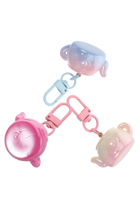 Acrylic Teapot Keychains Set of 3, Cute Multi-Color Accessories for Family and Friends