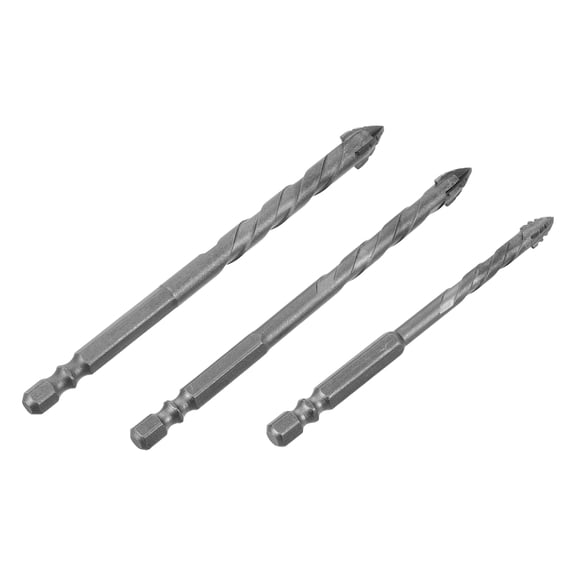 WEUVEB 3pcs Multifunctional Wear Resistant Masonry Drill Bit For Drilling Tile Silver Tungsten Steel Drill Head