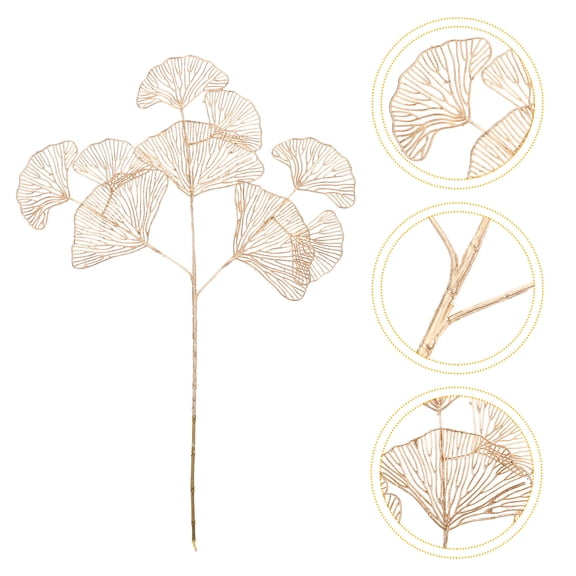 WEUVEB 3-Pack Artificial Ginkgo Leaf Branches Greenery Plastic Plant Decorations for Home, Office, Wedding, Party, Indoor Use