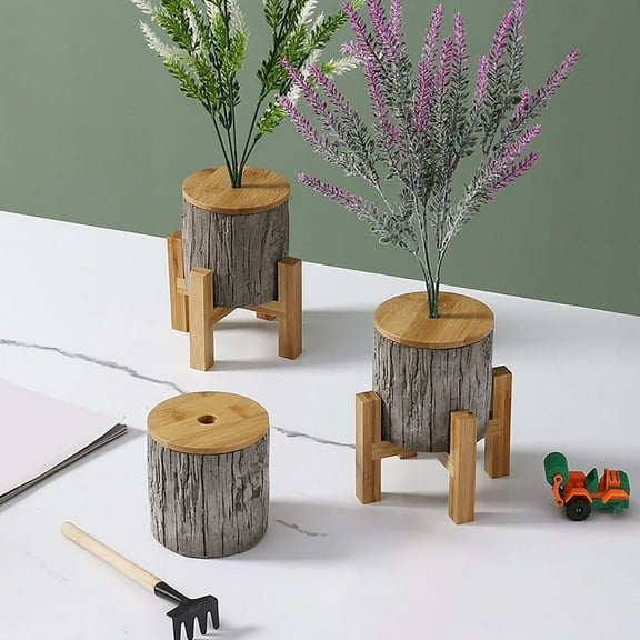 WEUVEB 4 Pads Plants Display Rack Easy to Clean Home Decor Use Wooden Planter Stand