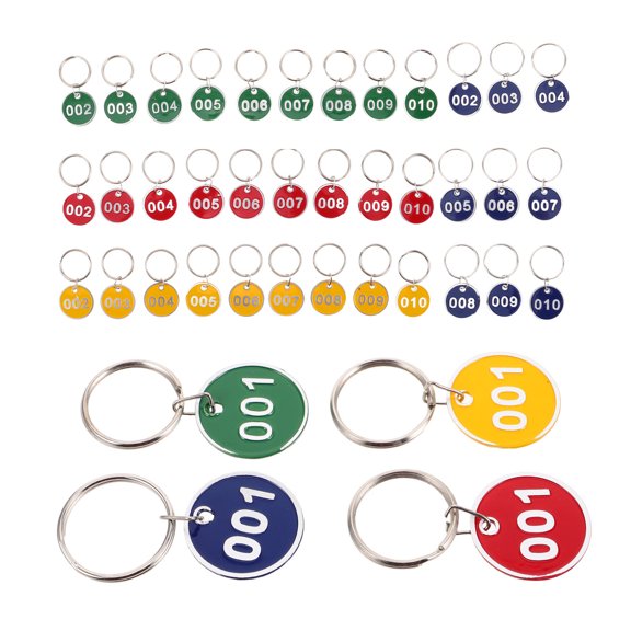 WEUVEB 40Pcs Numbered Metal Sauna Hand Tags with Key Rings Double Sided Id Label for Spa Storage