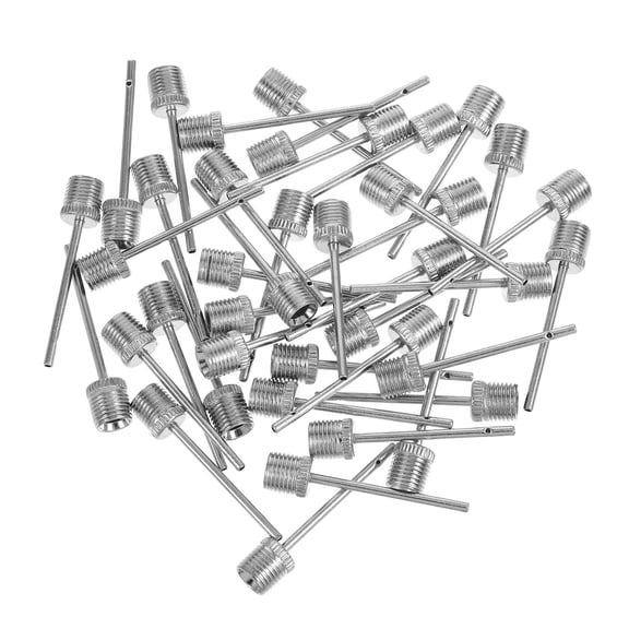 WEUVEB 40Pcs Ball Inflator Needles Plated Silver Durable Metal Pump Needles for Inflating Sports Balls with Easy Attachment