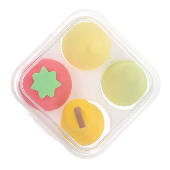 WEUVEB 4Pcs Assorted Color Makeup Sponges for Foundation and Powder Puff with Storage Case