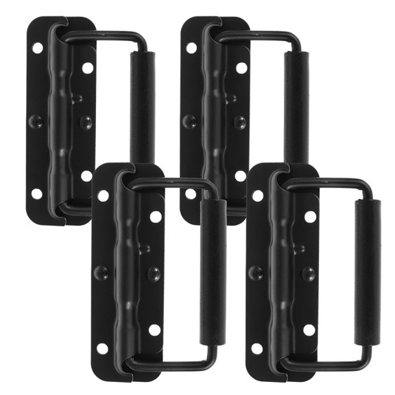 WEUVEB 4Pcs Black Metal Spring Loaded Handles Durable Case Hardware for Storage Boxes Cabinets