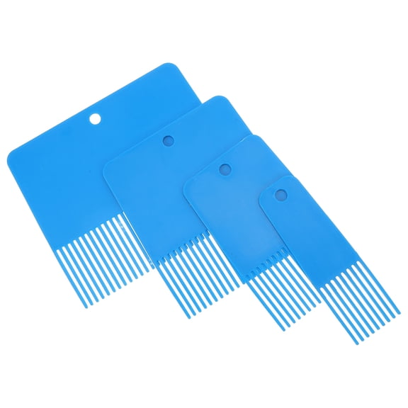 WEUVEB Blue Plastic Drywall Texture Comb Set for Artistic Linen Patterns, 4Pcs