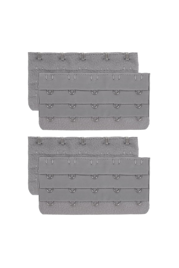 4Pcs Corset Extension Strap Extender 3 Rows 5 Hooks Stainless Steel Grey Add Comfort Ladies Daily Wear
