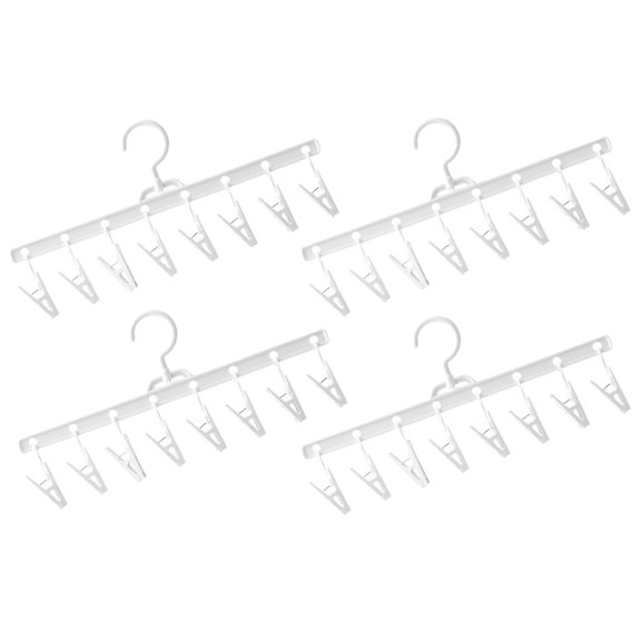 WEUVEB 4Pcs Laundry Drying Rack White with Clips for Socks Underwear and Towels
