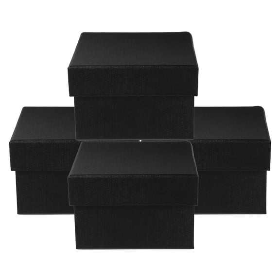 WEUVEB 4Pcs Durable Black Paper Boxes for Necktie Storage and Shipping with Elegant Flip Lid