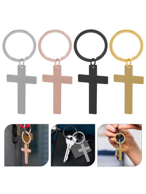 4-Pack Stainless Steel Keychains, Assorted Colors Engravable Metal Key for , Bags, Backpacks, Car Keys