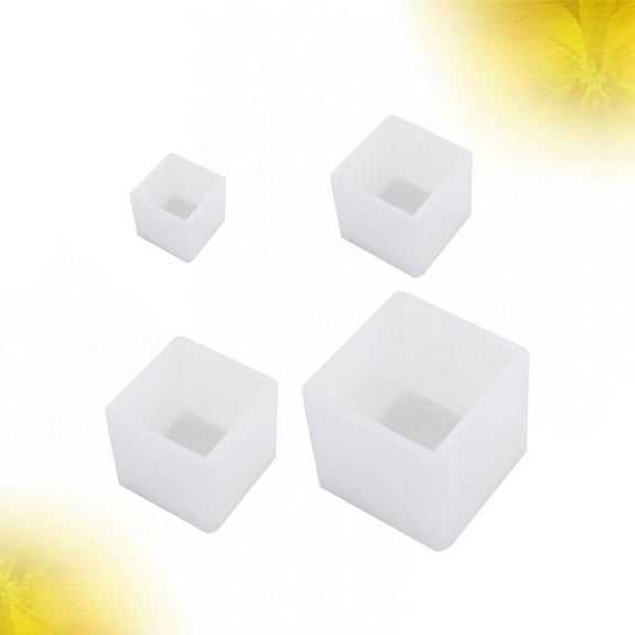 WEUVEB 4Pcs Epoxy Resin Silicone Mold Cube Shape DIY Pendant Mold for Decor White Reusable