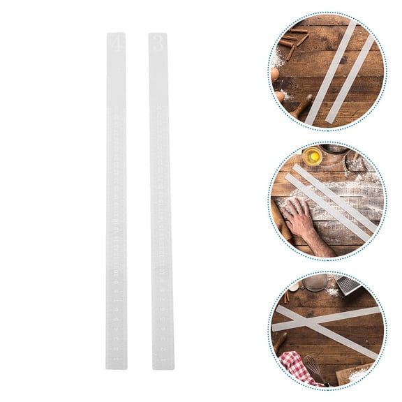 WEUVEB 4-Piece Acrylic Dough Thickness Guide Set with Rolling Pin Measuring Ruler for Home Baking Precision