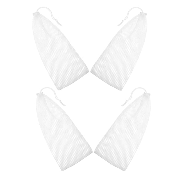 WEUVEB 4Pcs Outdoor Finch Feeding Socks White Polyester Mesh Bird Food Supply with Drawstring Closure