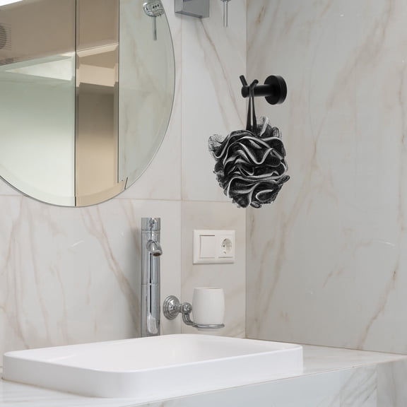 WEUVEB 4Pcs Portable Black Bath Loofah Sponge for Home Use Made from Thick Supple Pe Nylon Material