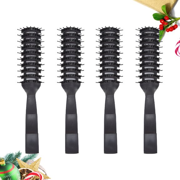 WEUVEB 4Pcs Simple Design Black Plastic Massage Combs with Anti Skid Handle for Adult Use