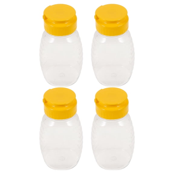 WEUVEB 4Pcs Small Sauce Containers Squeeze Bottles Transparent for Mess Free Honey Dispensing