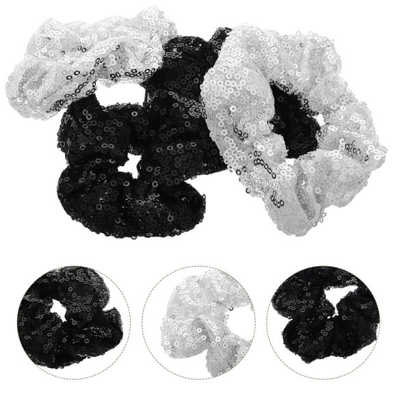 WEUVEB 4Pcs Mermaid Sequin Hair Scrunchies Shiny Metallic Hair Ties for Parties