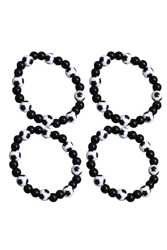 4Pcs Sports Charm Bracelets for Men Fashionable Soccer Theme Multicolor Accessories