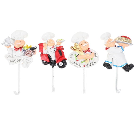 WEUVEB 4Pcs Super Adhesion Apron Hanger for Kitchen Accessories White