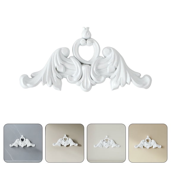 WEUVEB 4Pcs White PVC Corner Onlays Wooden Carved Appliques for Home Wall Decoration European Style