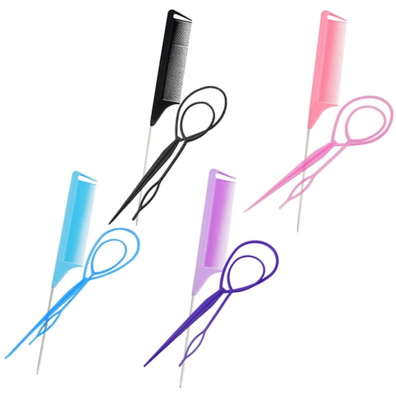 WEUVEB 4Sets Assorted Color Hair Parting and Braiding Combs Durable for Home Use