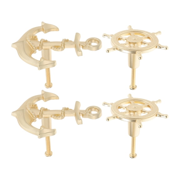 WEUVEB Golden Zinc Alloy Boat Anchor Drawer Pulls for Furniture Handles 4 Pieces Cabinet Hardware