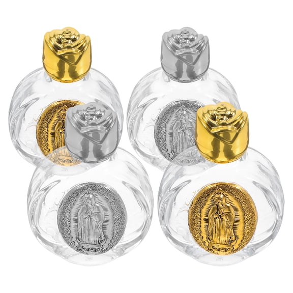 WEUVEB 4pcs Glass Holy Dispensers for Baptism, Christian Party Favors with Travel-Friendly Design and Leak- Caps
