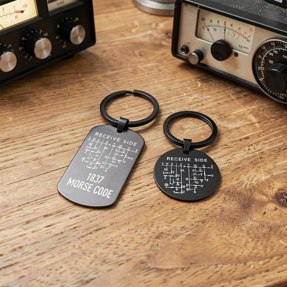 WEUVEB 4pcs Morse Code Chart Keychain, Stainless Steel Code Chart Keyring