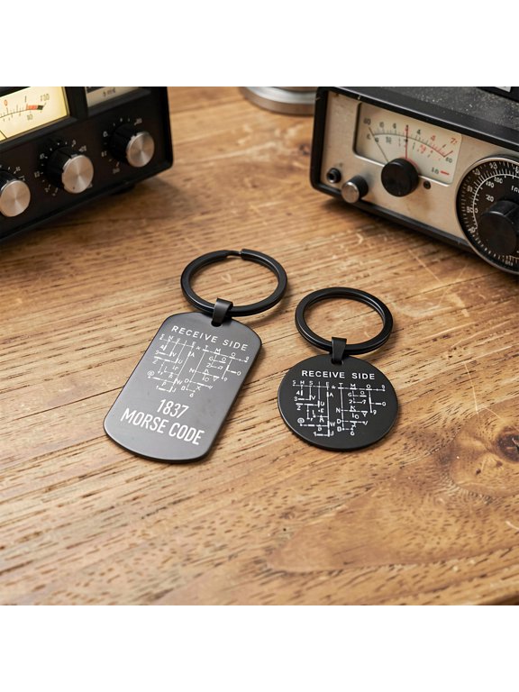 4pcs Morse Code Chart Keychain, Stainless Steel Code Chart Keyring