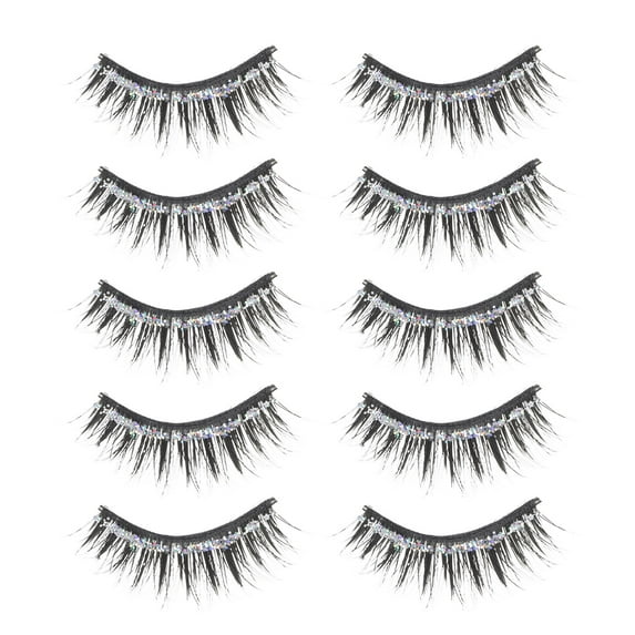 WEUVEB False Eyelashes 5 Pairs Dense Lightweight Black Natural Look Eye Makeup Extension