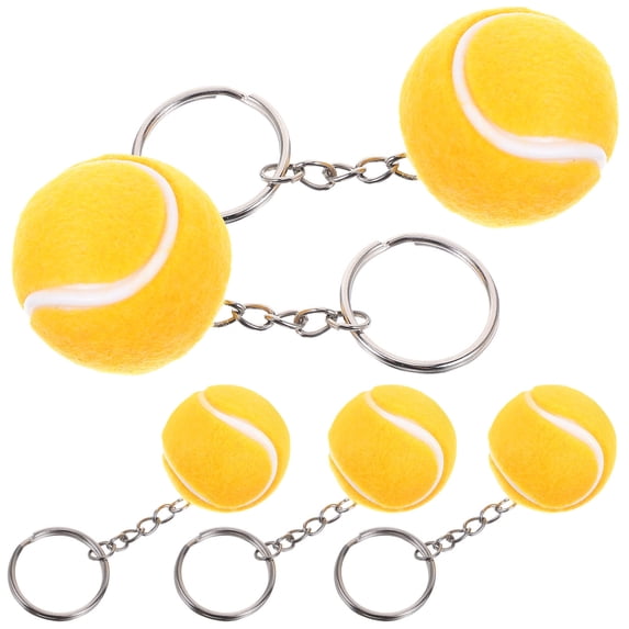 WEUVEB 5-Pack Yellow Tennis Keychain Charms Stylish Accessories for Keys, Bags, Sports Fans and Tennis