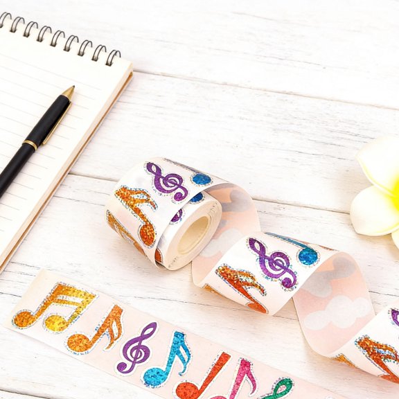 WEUVEB 500Pcs Music Note Sticker Roll Waterproof for Musical Instrument Decoration and Classroom Use