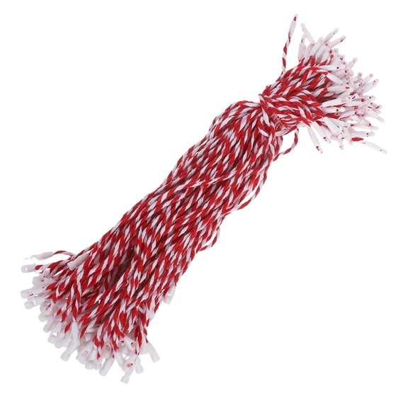 WEUVEB 500Pcs Christmas Decoration Hooks Red Fabric Ropes for Ornament Hanging