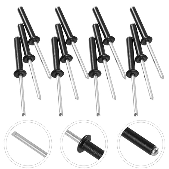 WEUVEB 50 Pieces Black Aluminum Rivets Assortment for Metal Fastening, Door, Gutter Repair and Projects