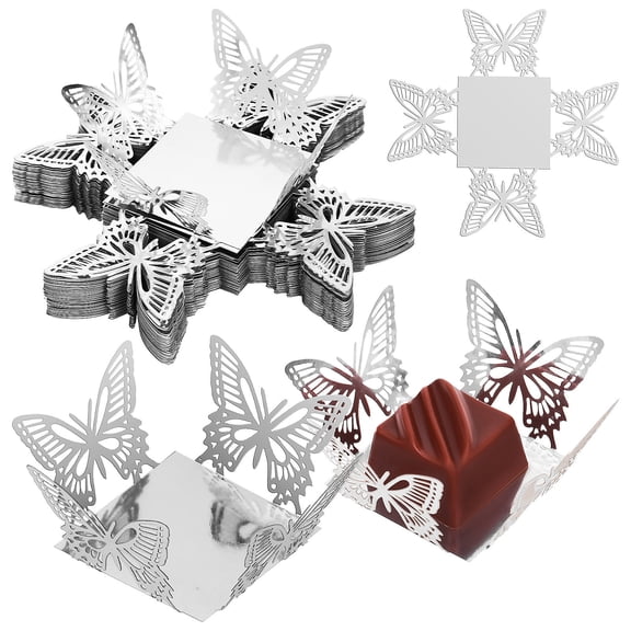 WEUVEB 50Pcs Chocolate Wrappers Paper Butterfly Shape Truffle Cups for Cake Use