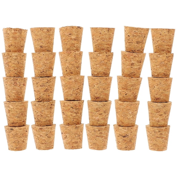 WEUVEB 50 Pcs Cone Shape Cork Stoppers for Wine Bottles, Light Brown Wooden Bottle Plugs, Reusable Seal Caps