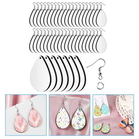 WEUVEB 50 Pcs Decorative Earring Hooks Sublimation Blanks Transparent MDF Craft Supplies for Women Jewelry Making
